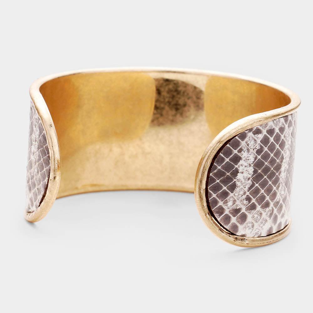 Gold Snake Pattern Wide Cuff Bracelet - Jewelry Store by Erik Rayo