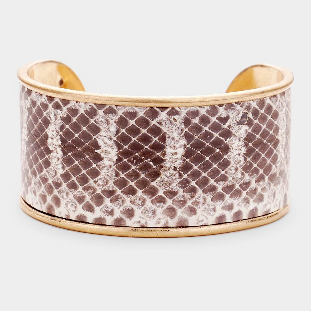 Gold Snake Pattern Wide Cuff Bracelet - Jewelry Store by Erik Rayo