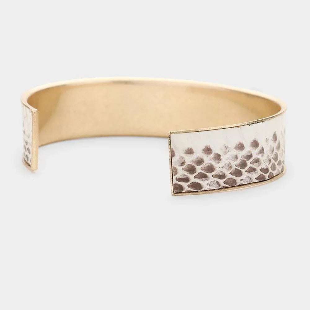 Gold Snake Pattern Faux Leather Cuff Bracelet - Jewelry Store by Erik Rayo