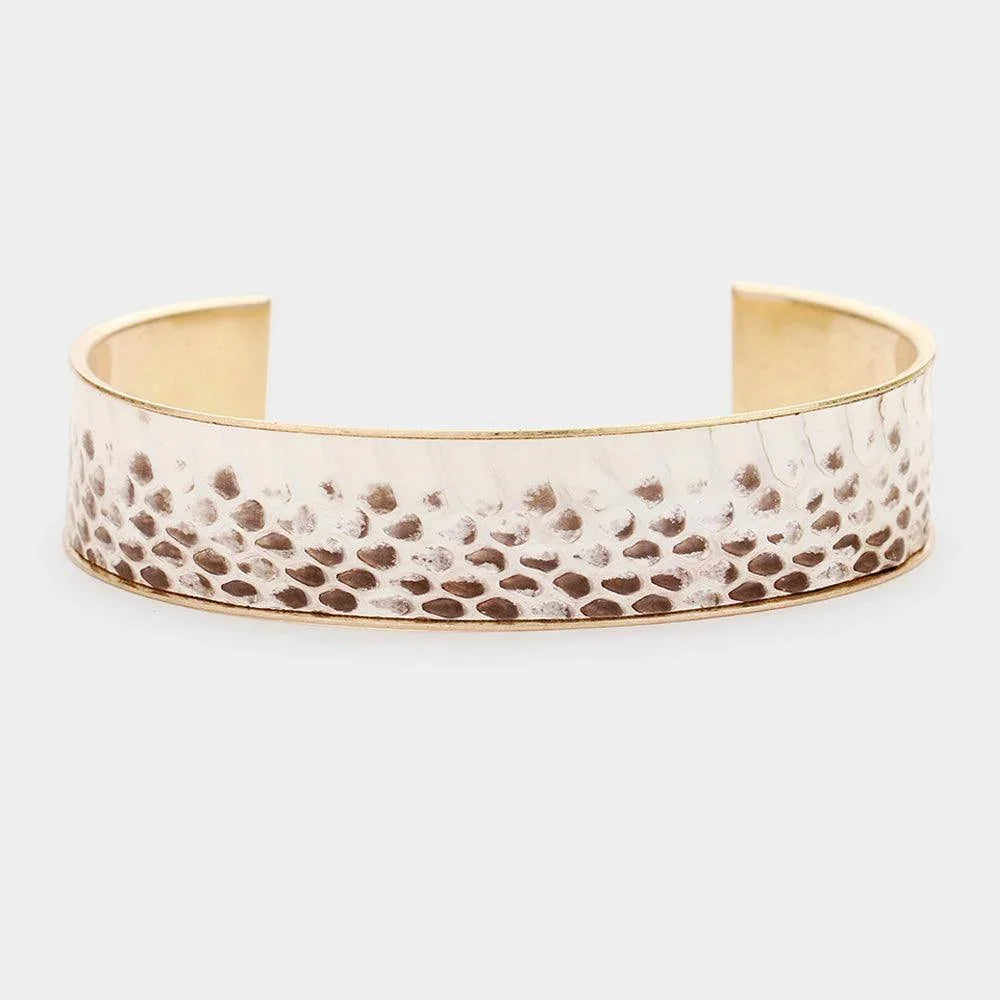 Gold Snake Pattern Faux Leather Cuff Bracelet - Jewelry Store by Erik Rayo