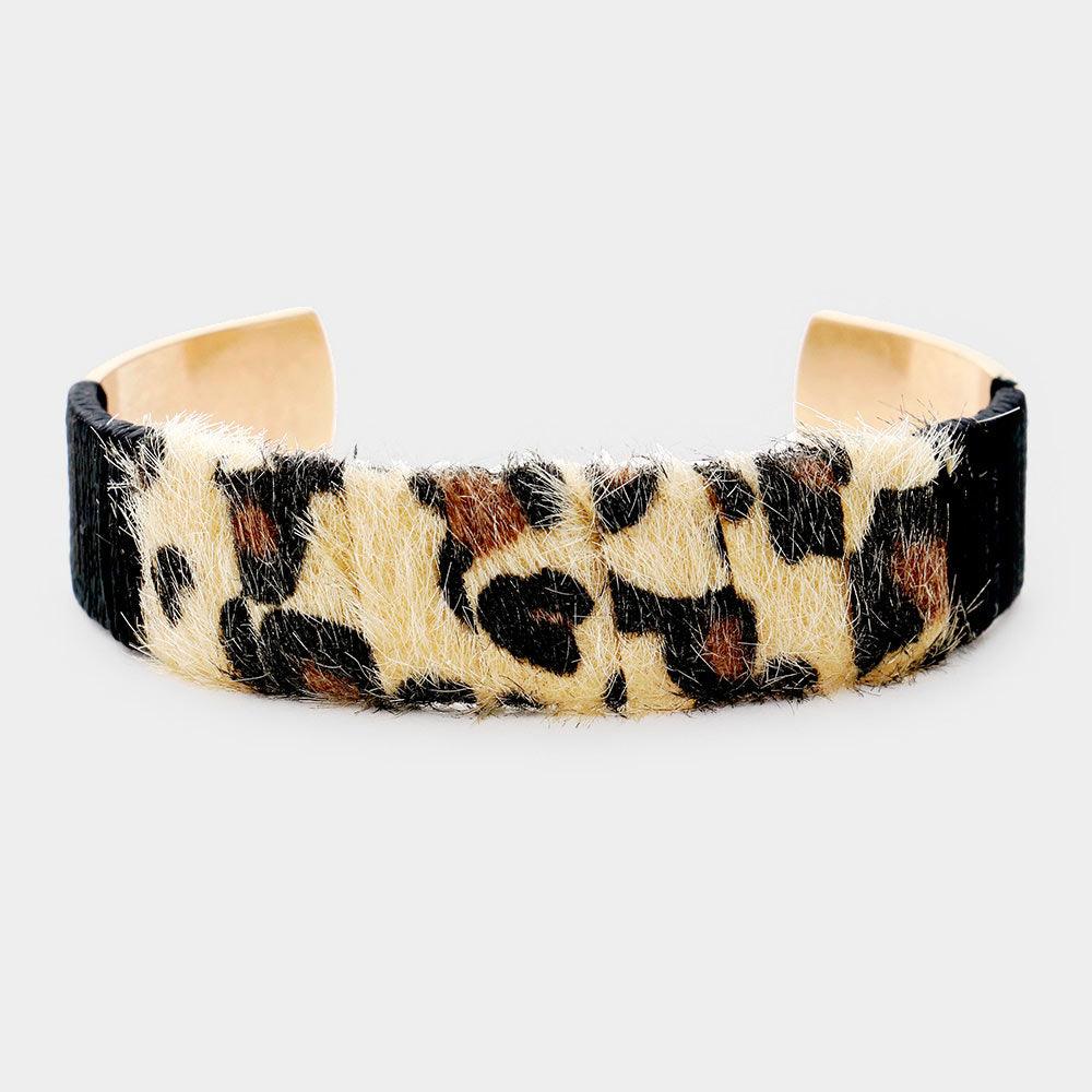 Gold Leopard Print Wrapped Cuff Bracelet