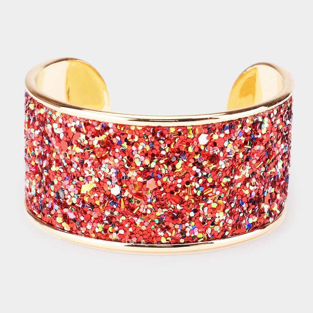 Red Glitter Cuff Bracelet - Jewelry Store by Erik Rayo