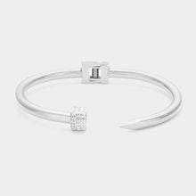 Load image into Gallery viewer, Stone Paved Tip Metal Nail Hinged Cuff Bracelet
