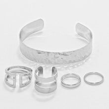 Load image into Gallery viewer, 6PCSHammered Metal Cuff Bracelet &amp; Rings
