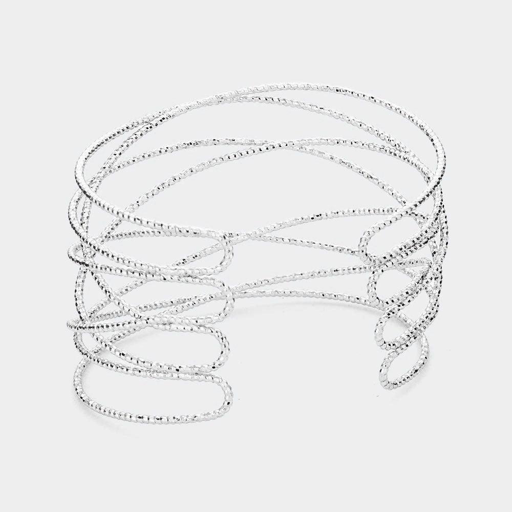 Textured Metal Crisscross Cuff Bracelet - Jewelry Store by Erik Rayo