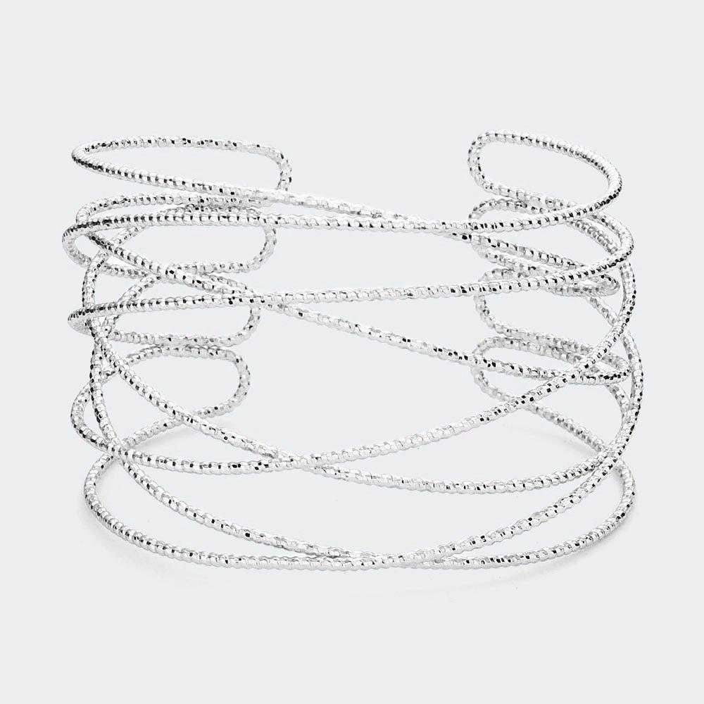 Textured Metal Crisscross Cuff Bracelet - Jewelry Store by Erik Rayo