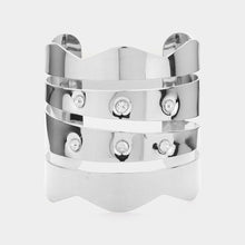 Load image into Gallery viewer, Crystal Accented Cage Cuff Bracelet
