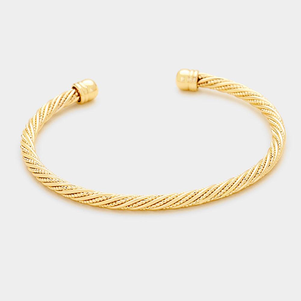 Gold Twisted thin metal cuff bracelet