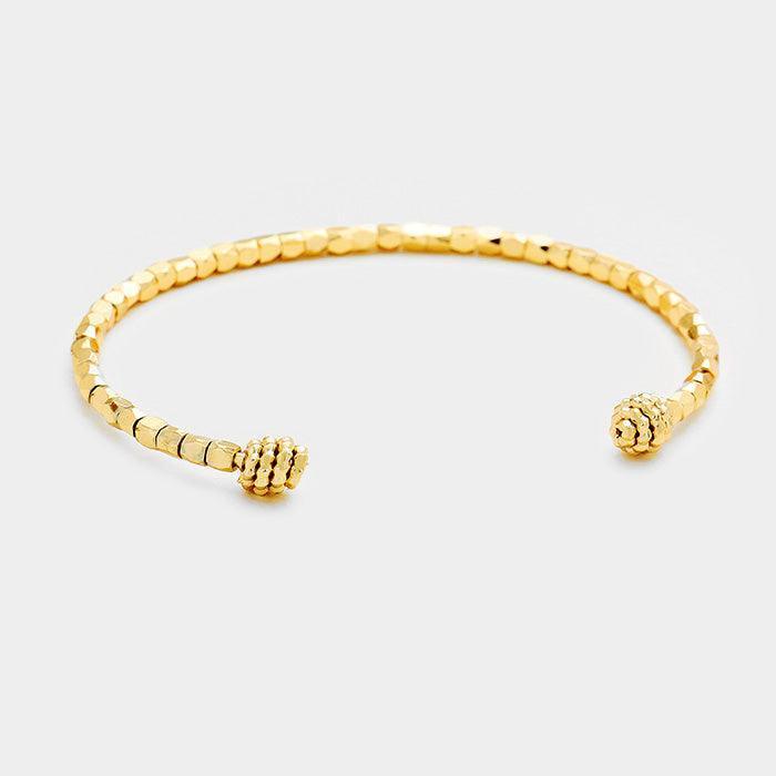 Gold Metal Beaded Cuff Bracelet - Jewelry Store by Erik Rayo