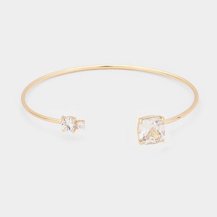 Gold Cubic Zirconia Cuff Bracelet - Jewelry Store by Erik Rayo