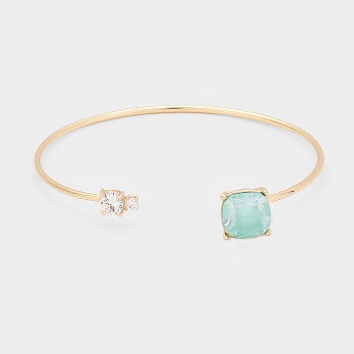 Gold Cubic Zirconia Cuff Bracelet - Jewelry Store by Erik Rayo