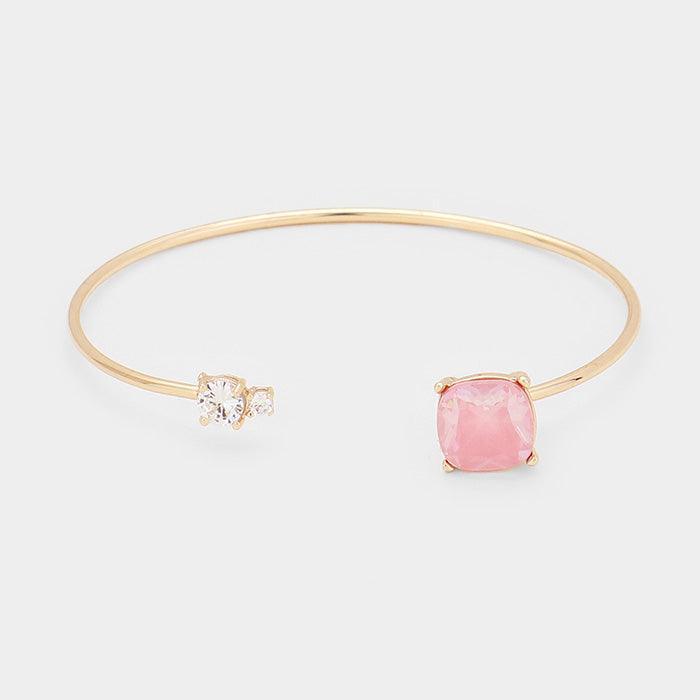 Pink Cubic Zirconia Cuff Bracelet - Jewelry Store by Erik Rayo
