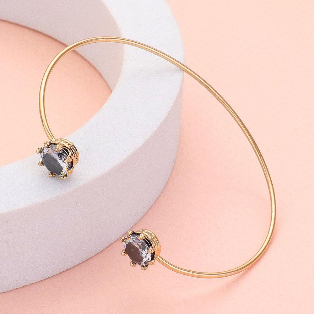 Black CZ Stone Tip Cuff Bracelet - Jewelry Store by Erik Rayo