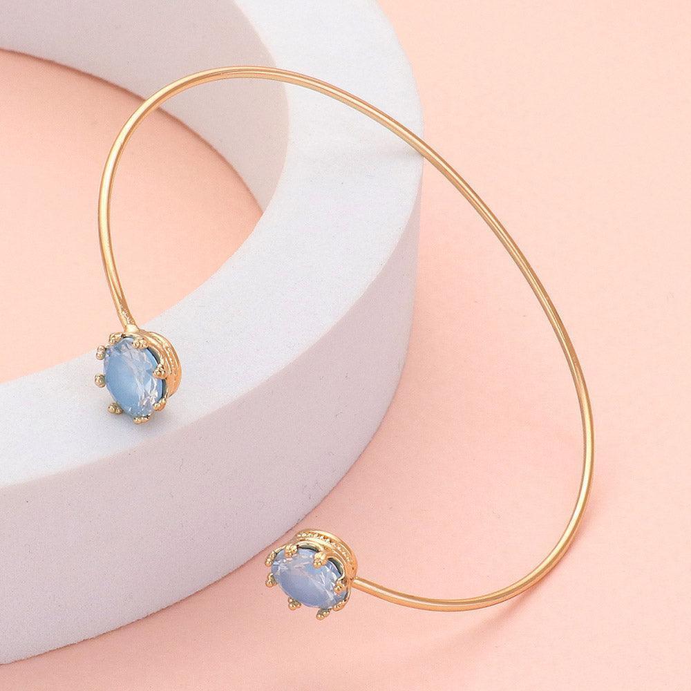 Blue CZ Stone Tip Cuff Bracelet - Jewelry Store by Erik Rayo