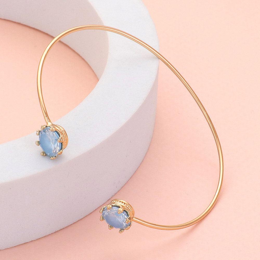 Blue CZ Stone Tip Cuff Bracelet