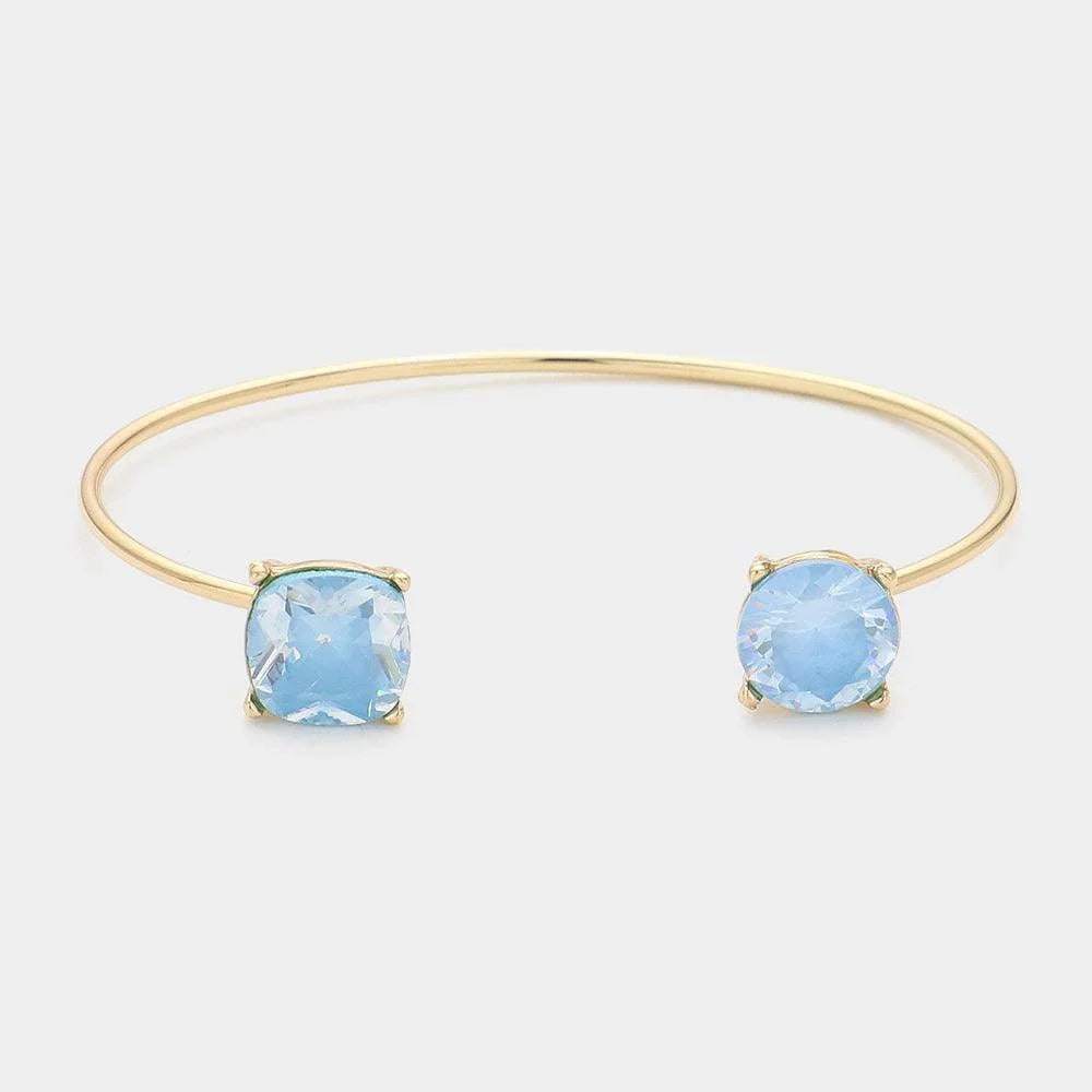 Blue CZ Cushion Square Round Stone Tip Cuff Bracelet - Jewelry Store by Erik Rayo