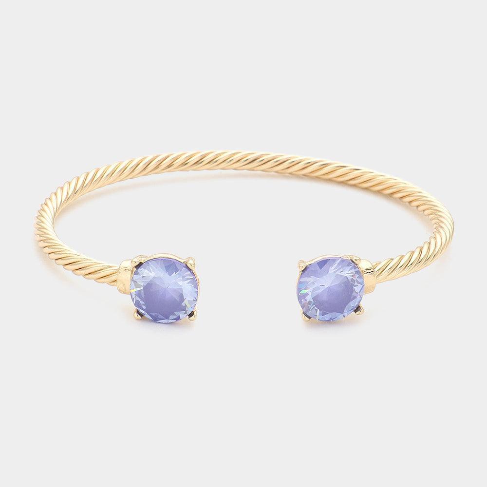 Blue CZ Round Stone Tip Cuff Bracelet - Jewelry Store by Erik Rayo