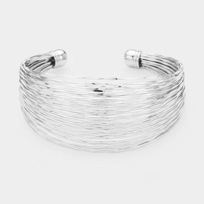 Multi Strand Textured Metal Cuff Bracelet - Jewelry Store by Erik Rayo