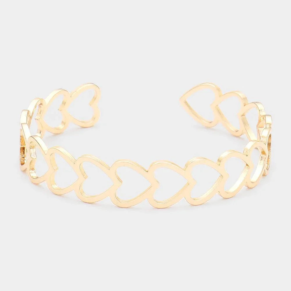 Gold Heart Metal Cuff Bracelet - Jewelry Store by Erik Rayo