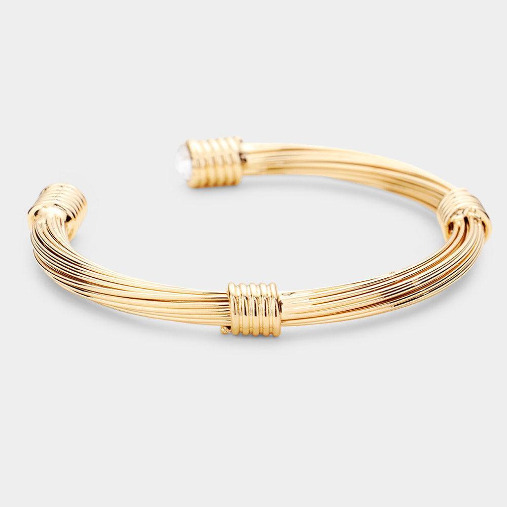 Gold Round Stone Point Metal Cuff Bracelet - Jewelry Store by Erik Rayo