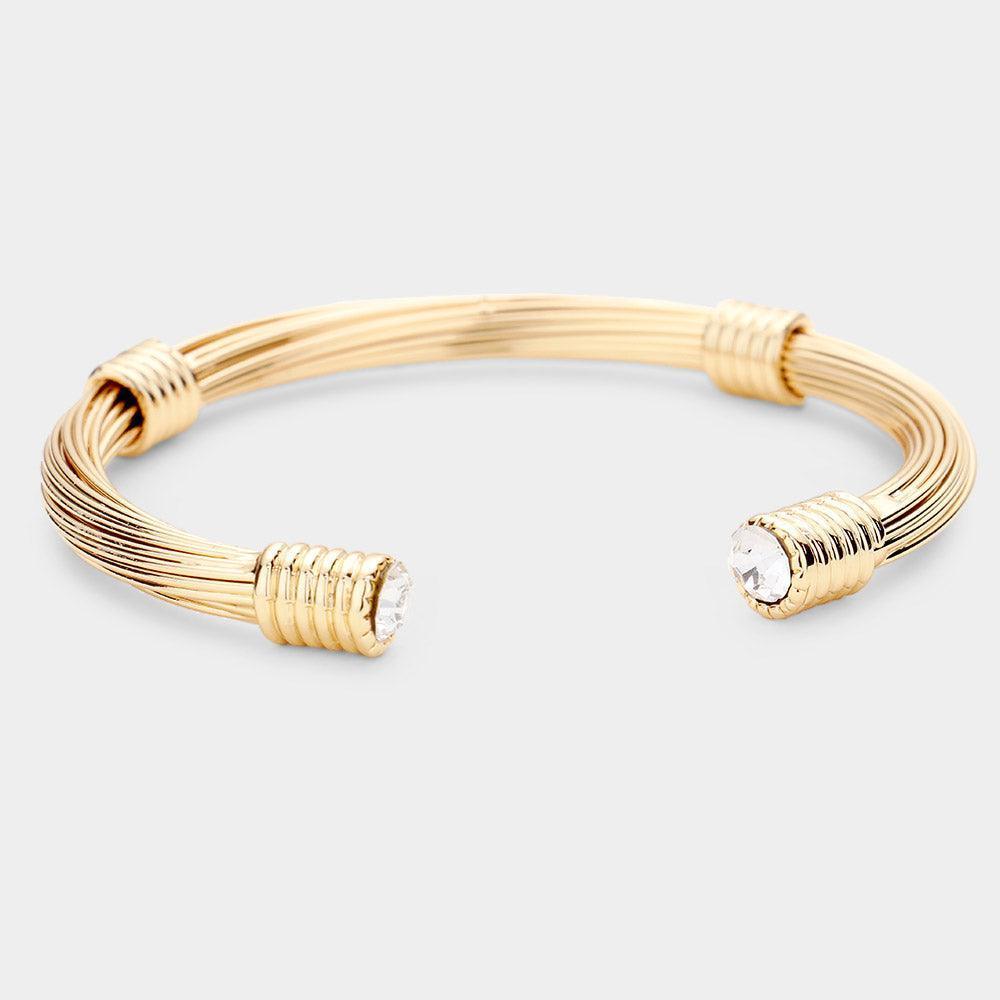 Gold Round Stone Point Metal Cuff Bracelet - Jewelry Store by Erik Rayo