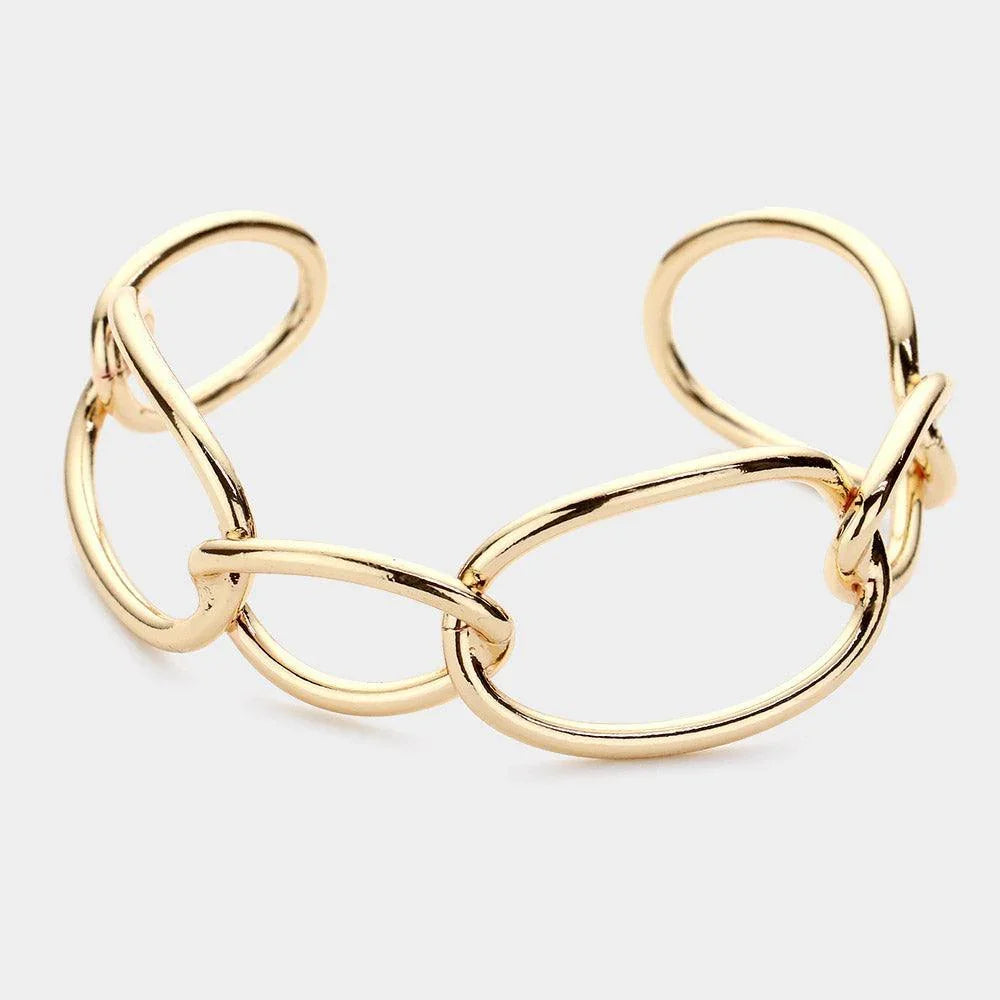 Gold Brass Open Metal Link Cuff Bracelet - Jewelry Store by Erik Rayo