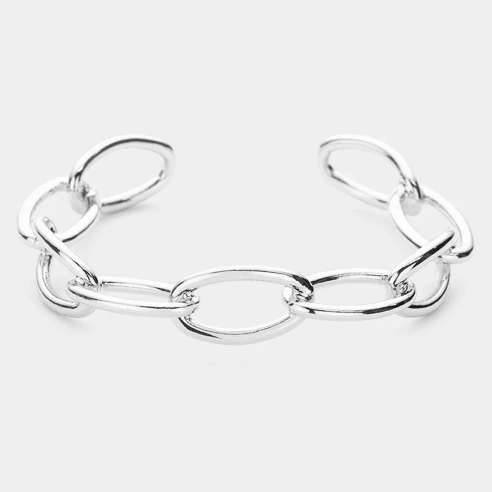 Brass Metal Open Oval Link Cuff Bracelet - Jewelry Store by Erik Rayo
