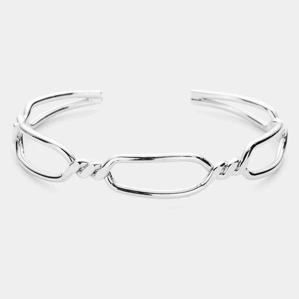 Twisted Brass Metal Open Hexagon Cuff Bracelet - Jewelry Store by Erik Rayo