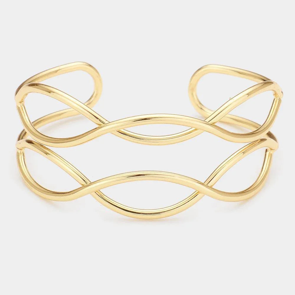 Gold Braided Brass Metal Cuff Bracelet - Jewelry Store by Erik Rayo