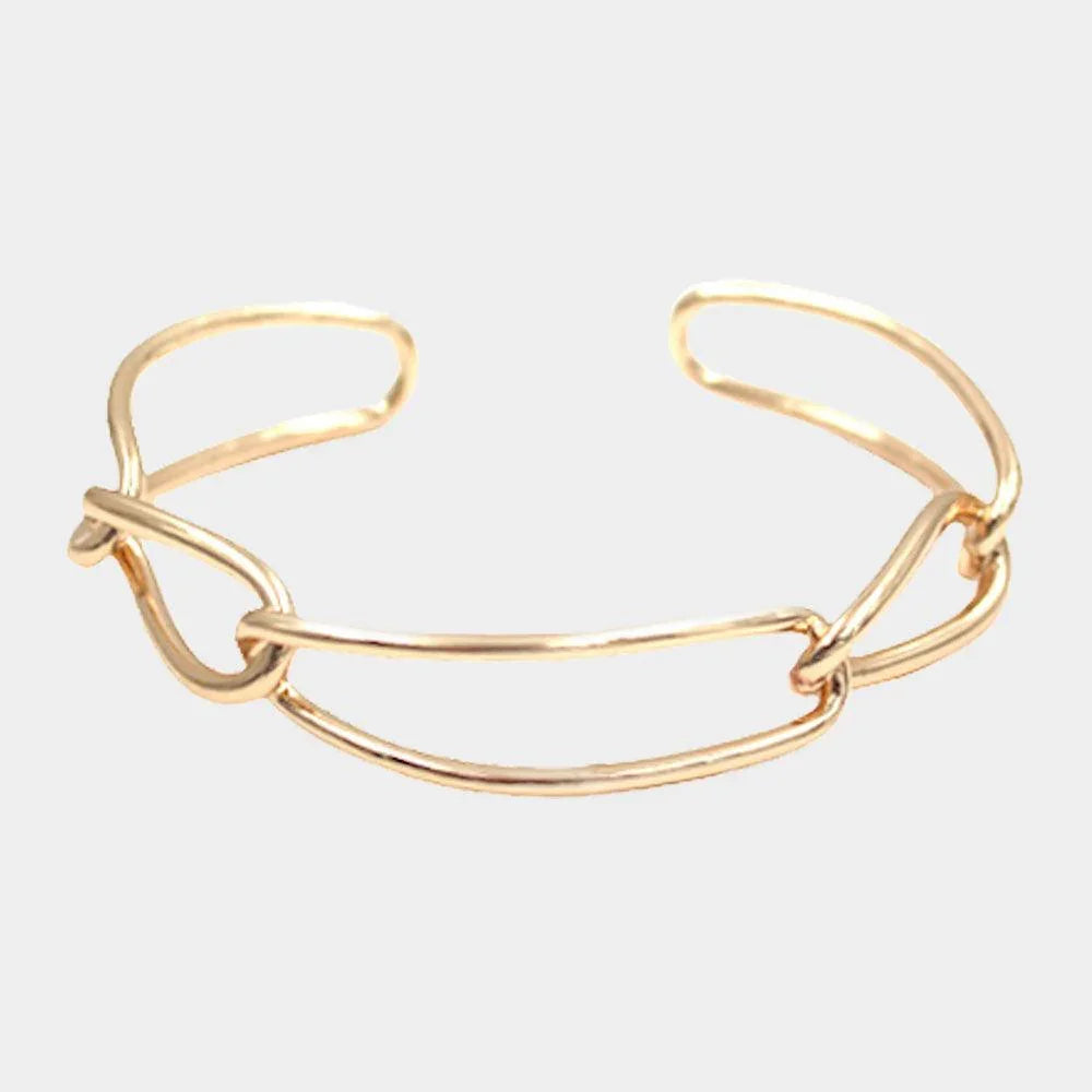 Gold Brass Open Metal Link Cuff Bracelet - Jewelry Store by Erik Rayo