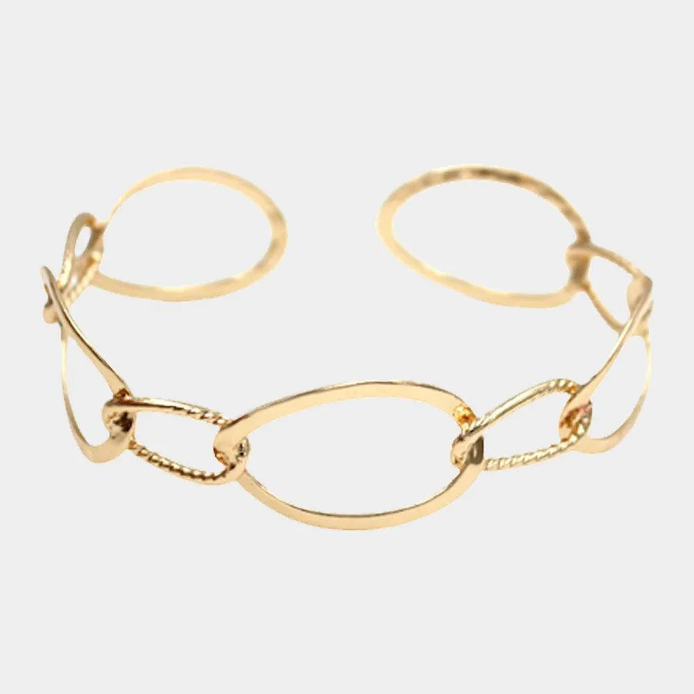 Gold Brass Open Metal Link Cuff Bracelet - Jewelry Store by Erik Rayo