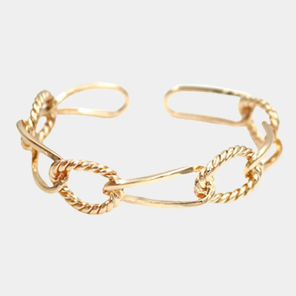 Gold Brass Open Metal Link Cuff Bracelet - Jewelry Store by Erik Rayo