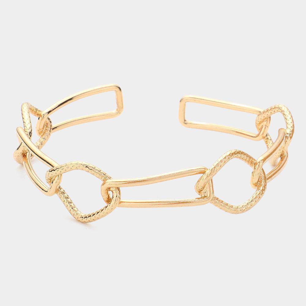 Gold Brass Open Metal Link Cuff Bracelet - Jewelry Store by Erik Rayo