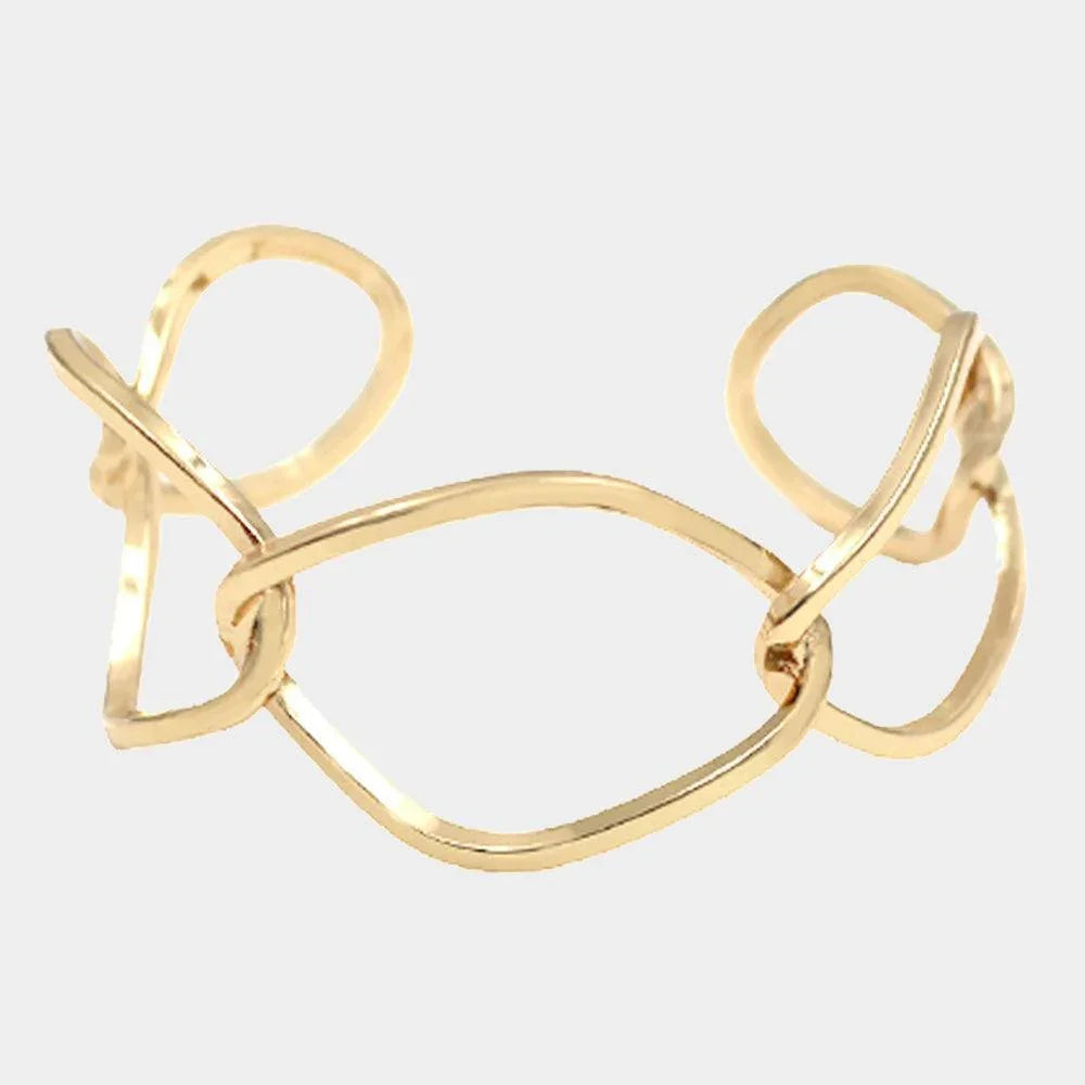 Gold Brass Open Metal Link Cuff Bracelet - Jewelry Store by Erik Rayo
