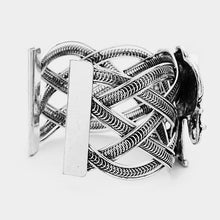 Load image into Gallery viewer, White Round Howlite Detail Metal Elephant Cuff Bracelet
