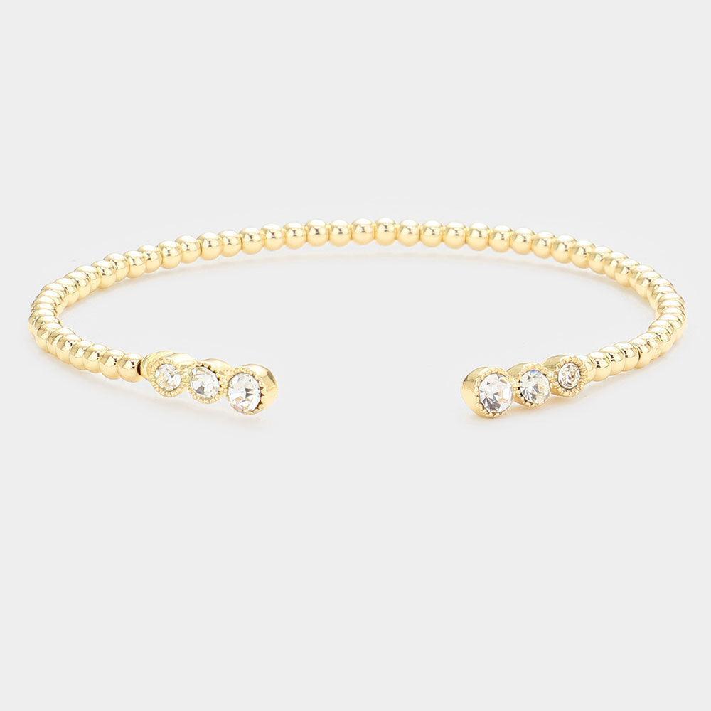 Gold Triple Stone Tip Cuff Bracelet - Jewelry Store by Erik Rayo