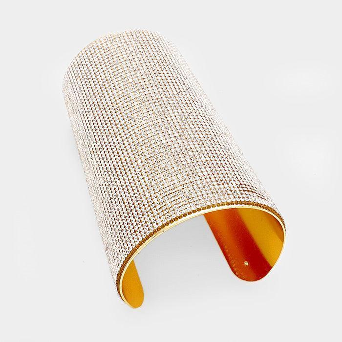 Gold Wide Rhinestone Cuff Bracelet - Jewelry Store by Erik Rayo