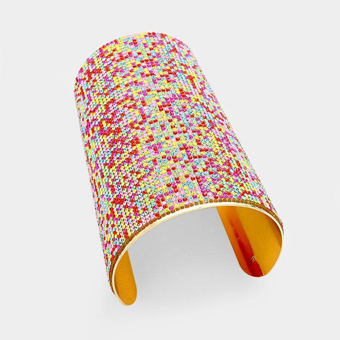Gold Wide Rhinestone Cuff Bracelet - Jewelry Store by Erik Rayo