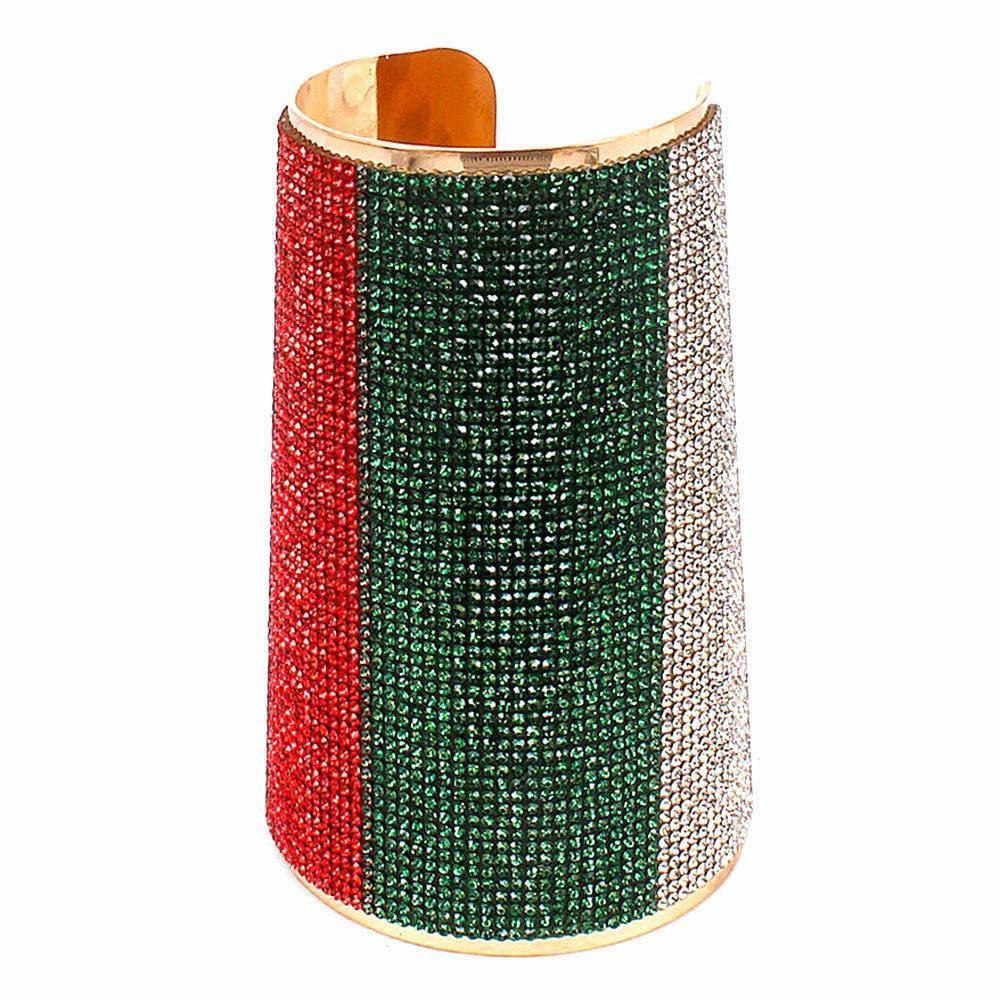 Wide Color Block Rhinestone Cuff Bracelet - Jewelry Store by Erik Rayo