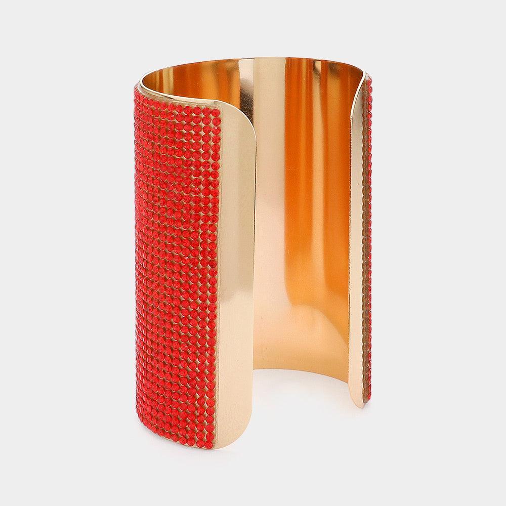 Red Wide Crystal Cuff Bracelet - Jewelry Store by Erik Rayo