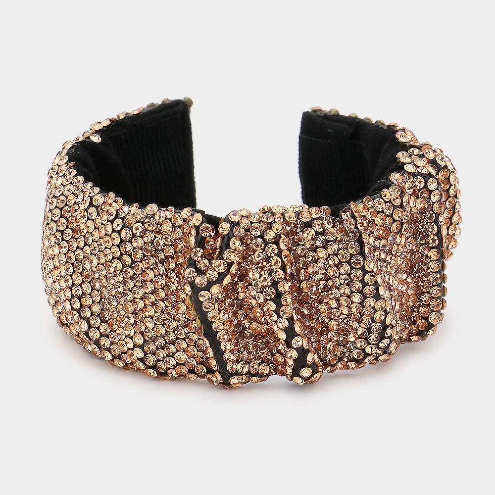 Brown Bling Pleated Cuff Bracelet - Jewelry Store by Erik Rayo