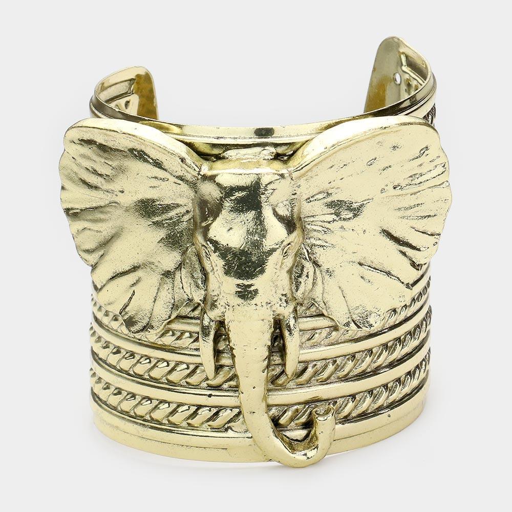 Gold Metal Elephant Cuff Bracelet - Jewelry Store by Erik Rayo