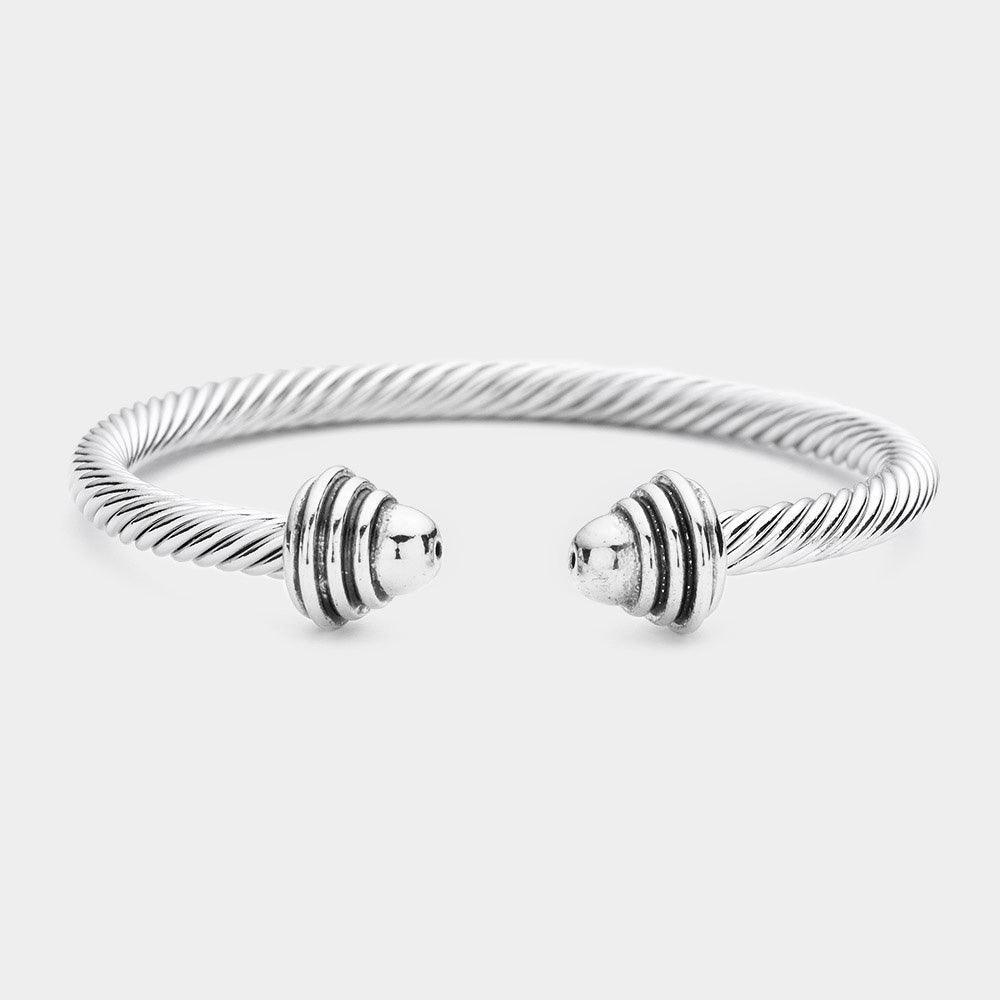 Silver Twisted Metal Cuff Bracelet - Jewelry Store by Erik Rayo