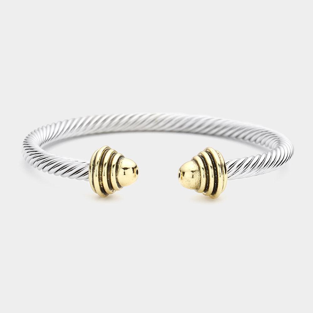 Two Tone Twisted Metal Cuff Bracelet - Jewelry Store by Erik Rayo