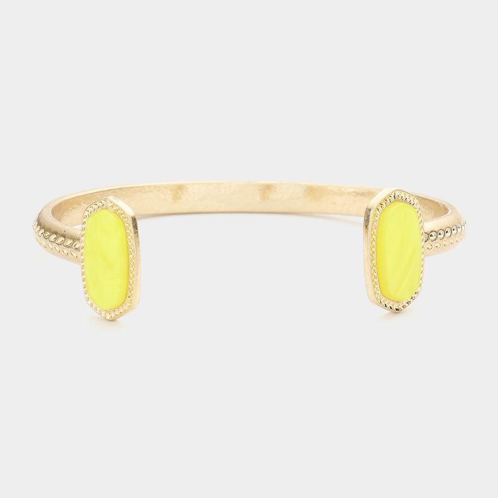 Yellow Hexagonal Celluloid Acetate Cuff Bracelet - Jewelry Store by Erik Rayo