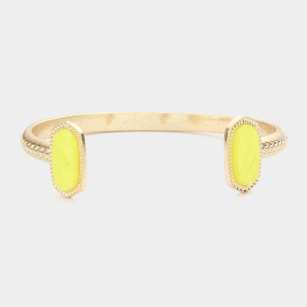 Yellow Hexagonal Celluloid Acetate Cuff Bracelet