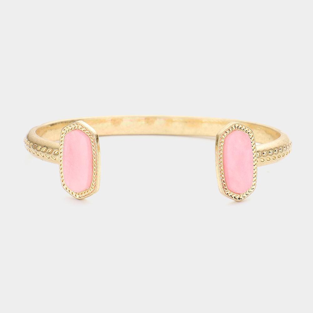 Pink Hexagonal Celluloid Acetate Cuff Bracelet - Jewelry Store by Erik Rayo