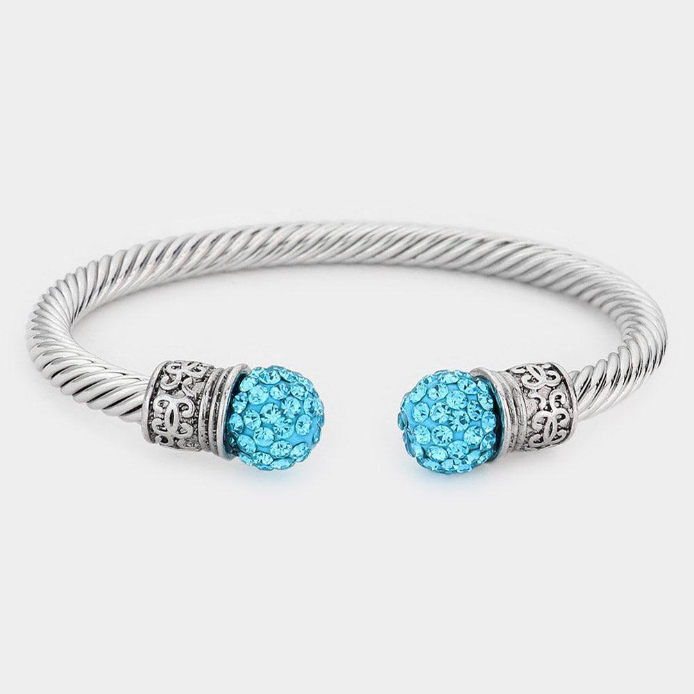 Turquoise Shamballa Ball Tip Cuff Bracelet - Jewelry Store by Erik Rayo