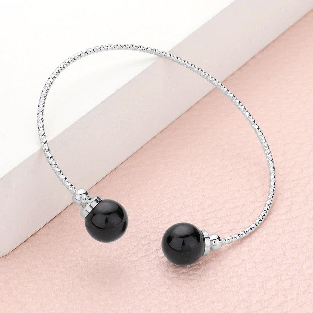 Black Pearl Tip Cuff Bracelet