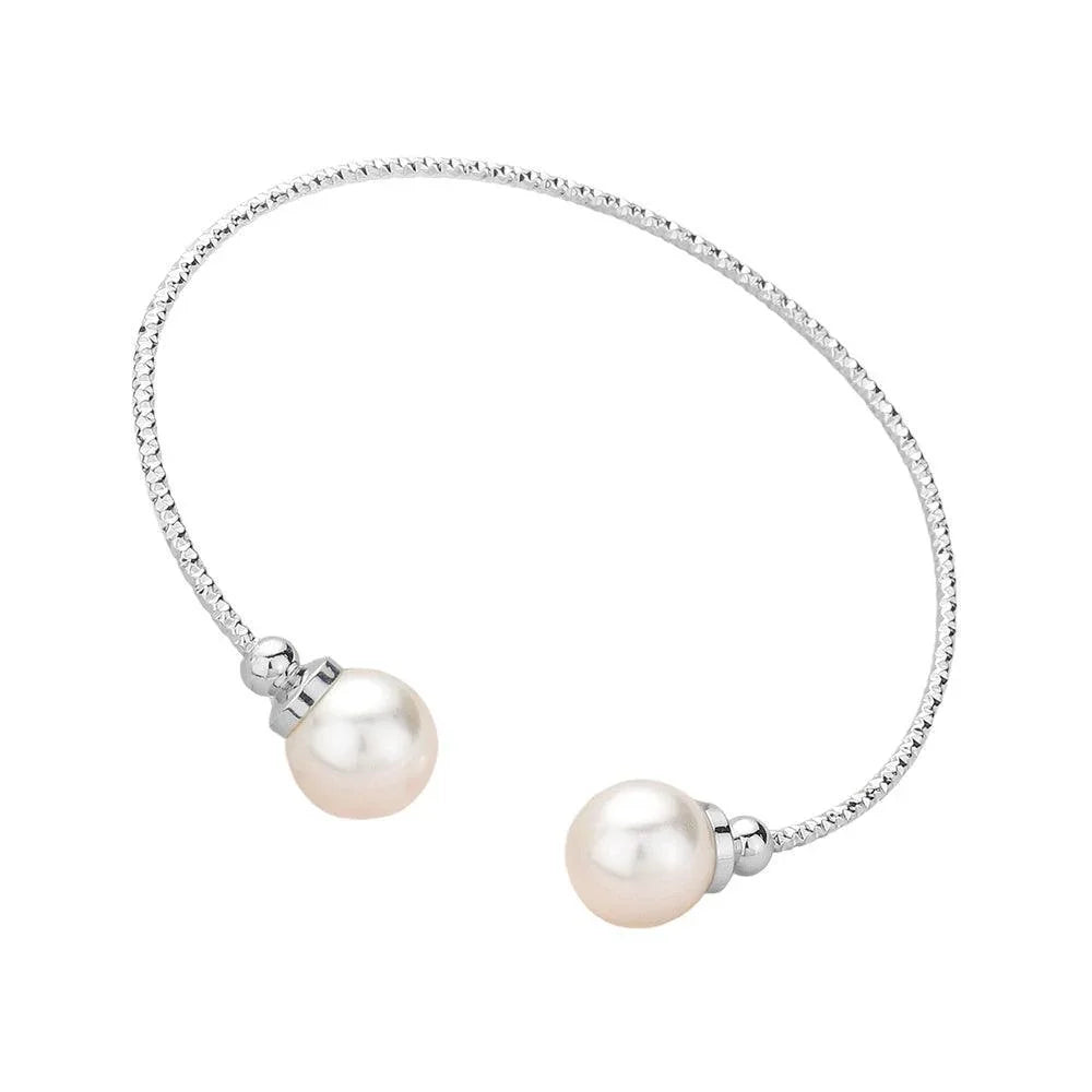 Cream Pearl Tip Cuff Bracelet - Jewelry Store by Erik Rayo